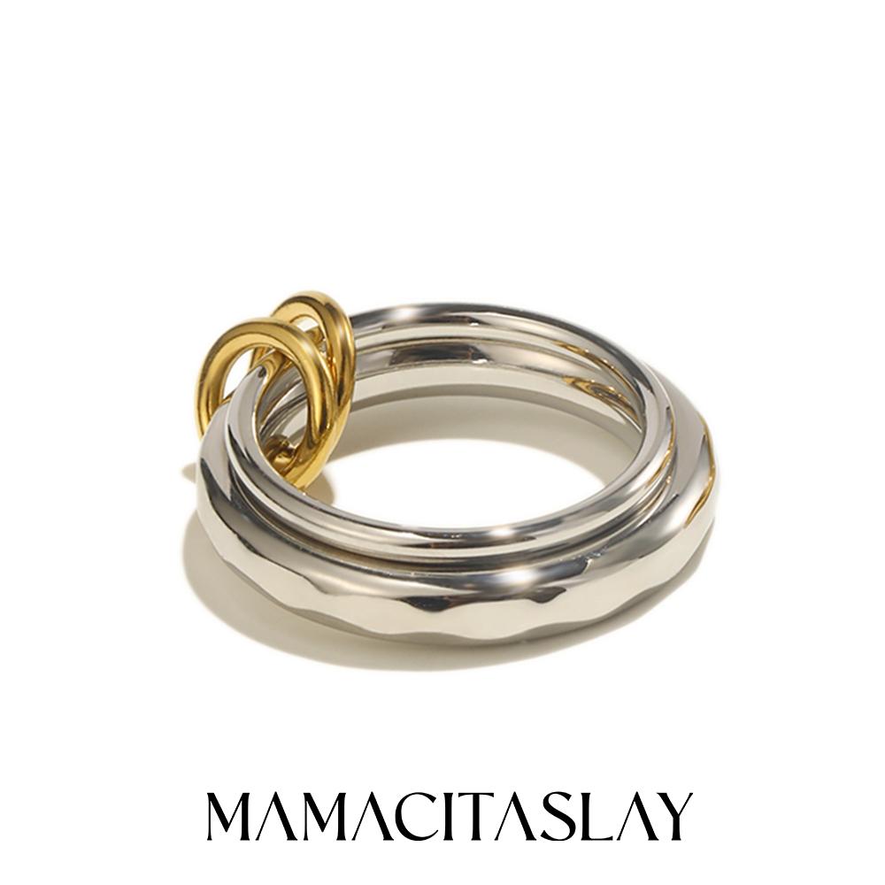 MamacitaSlay 316L Stainless Steel Double Layered Zircon Ring 18K Gold Plated Waterproof Jewelry Women's Charm Ring Unique Gift