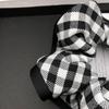 Elegant Black & White Plaid Hair Tie for Women - High-Class Bun & Low Ponytail Accessory