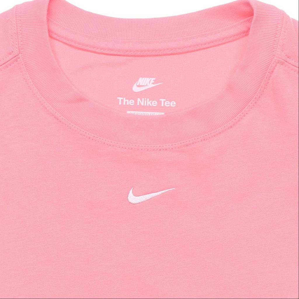Nike Sportswear Essential Solid Logo Standard Round Neck Loose Short Sleeve Drop Shoulder T-Shirt Women T-Shirt Coral Chalk DX7911-611