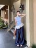 New Niche Slim-fit Spice Girl Plaid Sleeveless Top Design Sense Irregular Splicing Sling Vest Women's Early Spring