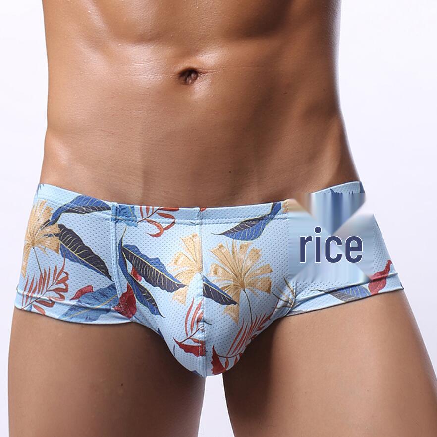 GAY Euro-Amerikanische Mid-Low Rise Herren Unterhose mit Kopf-Print, U-Konvexes Mesh, Atmungsaktiv & Feuchtigkeitstransportierend, Schweißabsorbierender Stil E085.
