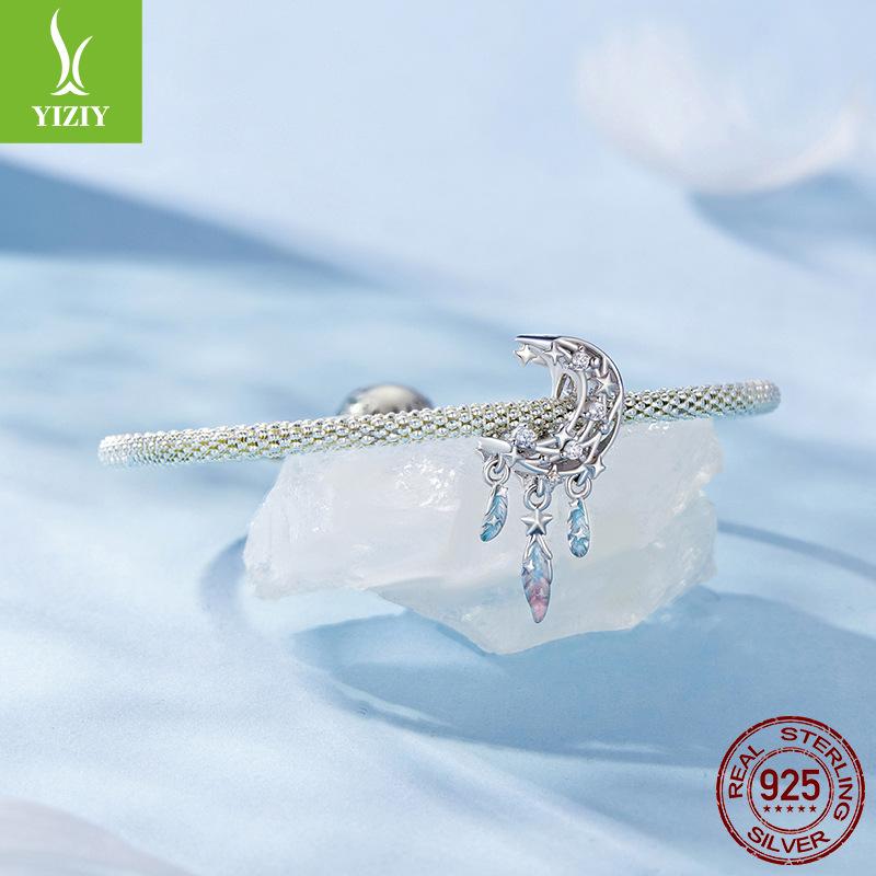 Diy Bracelet Moon Dream Catcher Beaded Charm 925 Silver Beads Jewelry Accessories