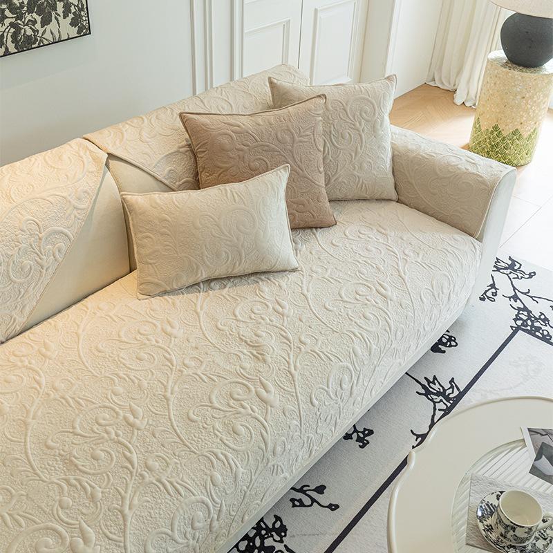 Cream Wind Sofa Cushion Four Seasons Universal Non-slip Sitting Cushion French Retro Plush Full Package Sofa Cover Scarf Cover Cloth
