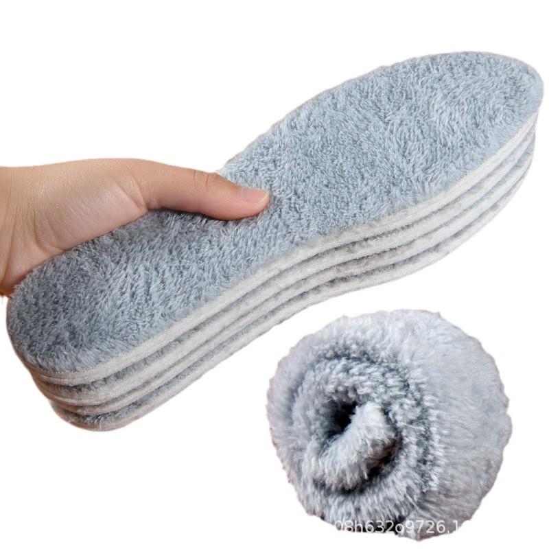 Men's Plush Thickened Shock-absorbing Insole - Warm, Breathable, Deodorizing, Sweat-absorbing for Winter Sports.
