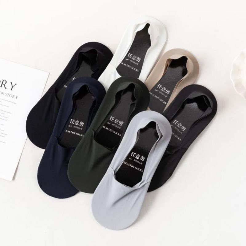 Men's Invisible Socks, Anti-slip and Non-dropping, Shallow-mouthed Boat Socks, Sweat-absorbing and Odor-proof Pure Cotton Ice Silk Short Socks