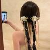 Spring New Chinese Headdress Floral Ribbon Ballet Style Bow Fringed Streamer Decorative Hairpin