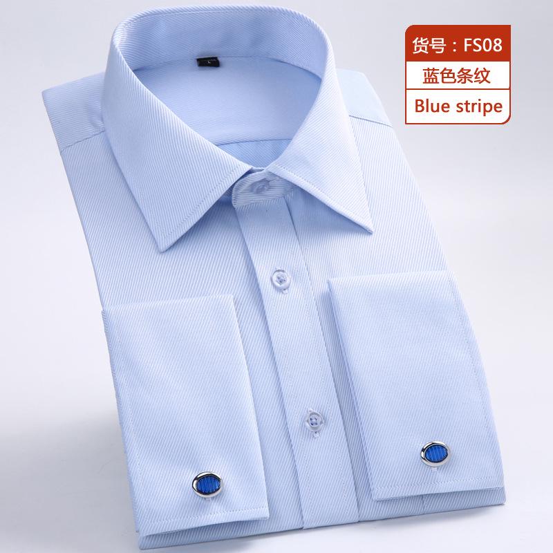M~6XL Mens French Cuff Dress Shirt 2026 New White Long Sleeve Formal Business Buttons Shirts Regular Fit Cufflinks Wedding Shirt