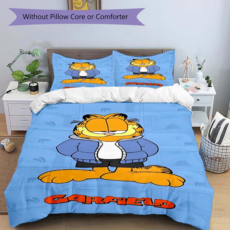 3pcs Garfield, Cat Cover Set, 1 Cover + 2 Pillowcases (No Insert), Bedding for All Seasons, Bedding,Bedroom Decor yy250922012