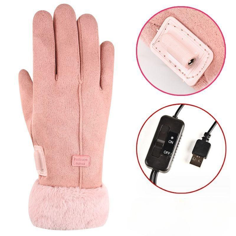 USB Rechargeable Heating Gloves Electric Thermal Winter Warm Gloves Power Bank Heating Hand Warmer Motorcycle Bike Riding