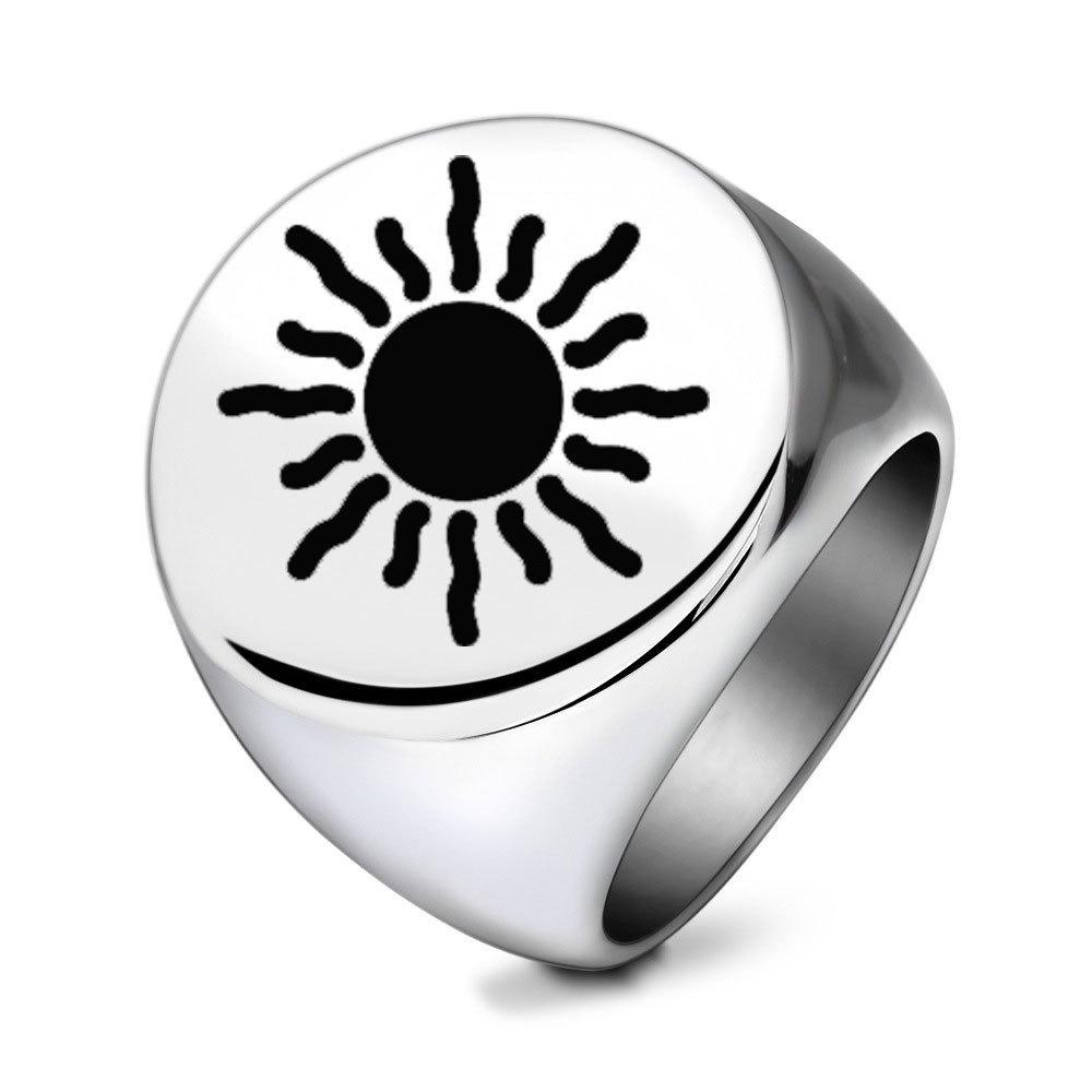 Retro Titanium Steel Sun Ring - Unisex Punk Fashion, 22MM Size 11