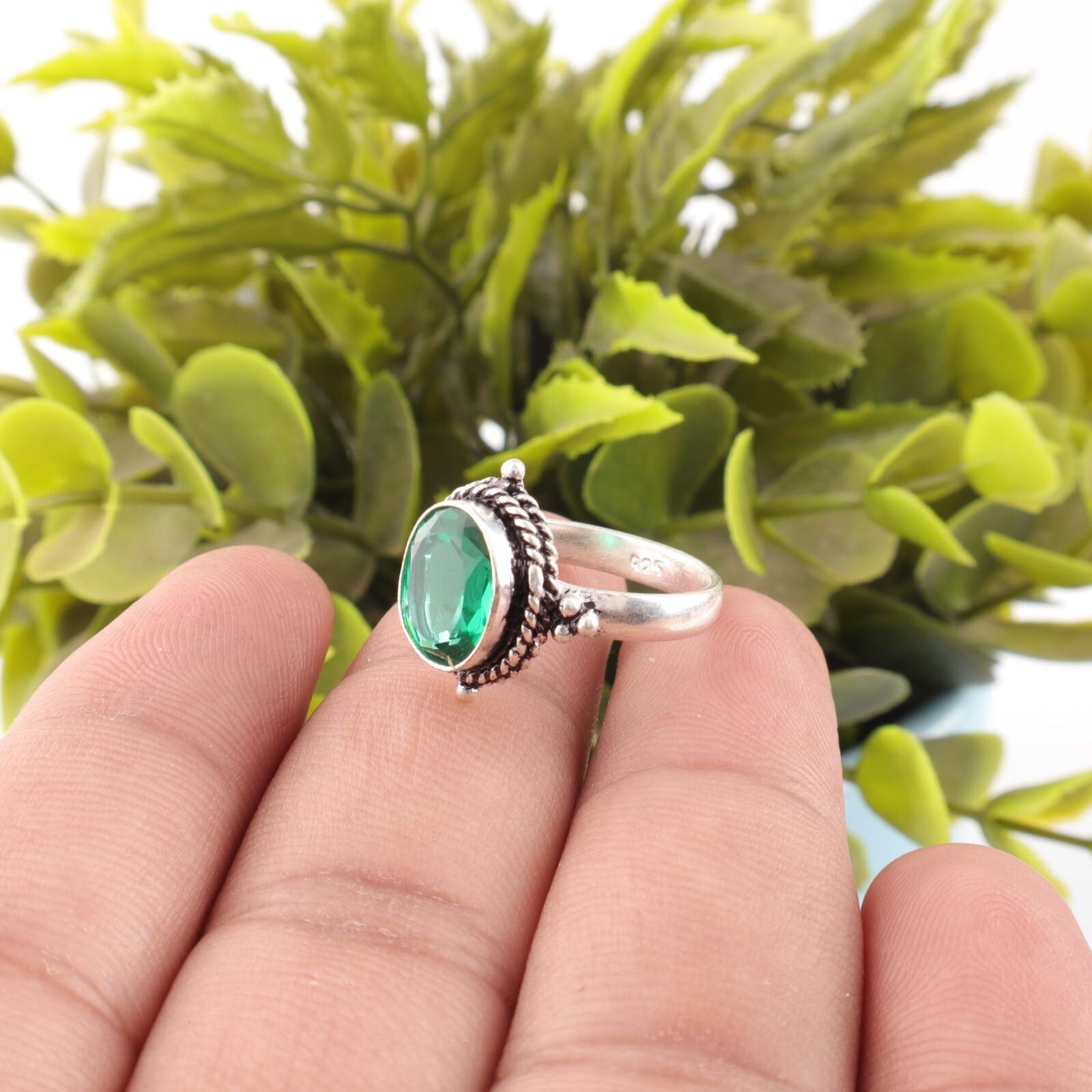 

Хромовый диопсид Драгоценный камень Серебро 925 пробы Ювелирное изделие Ручной работы Дизайнерское кольцо RR-9-1 13