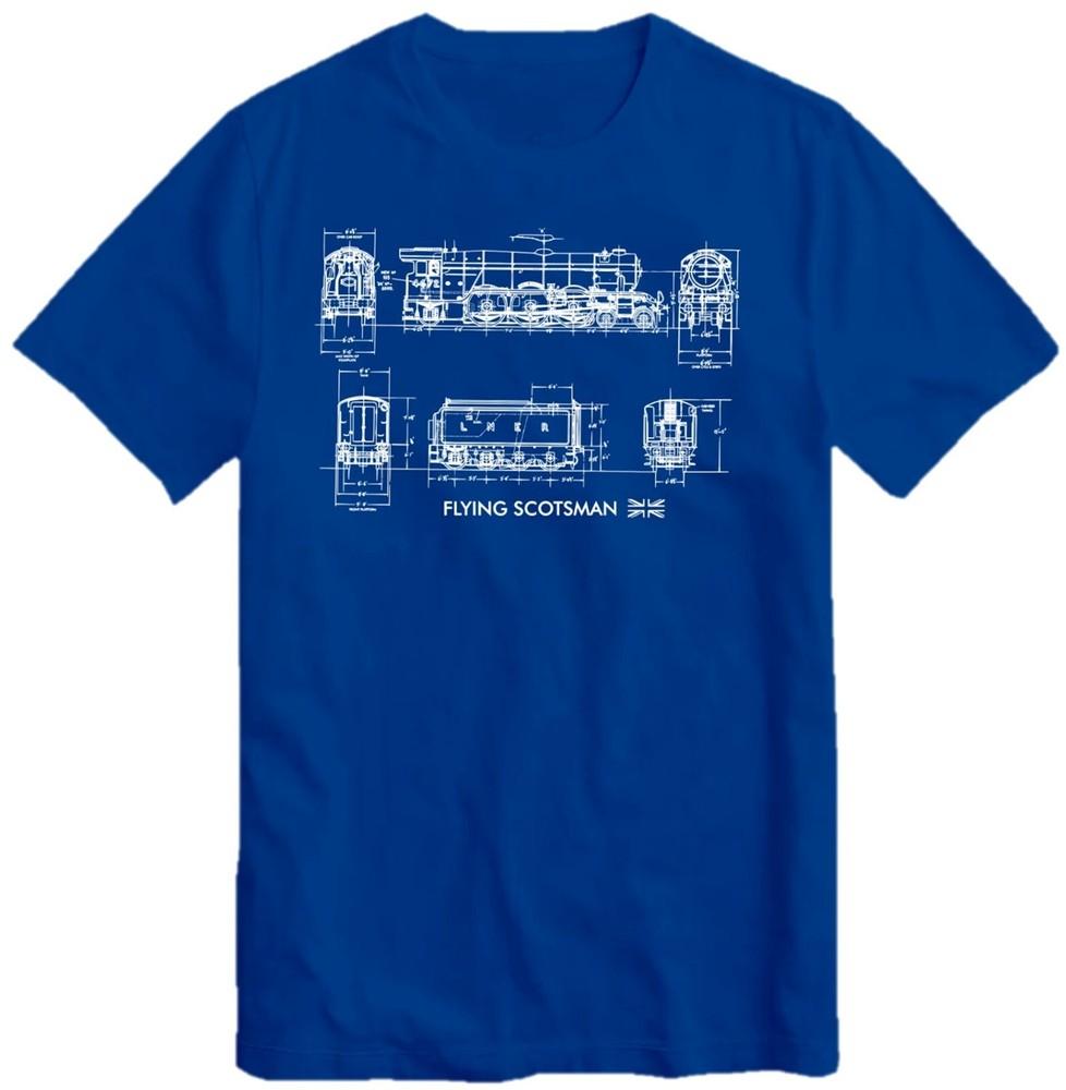 

Flying Scotsman T-Shirt British Steam Locomotive Train Lovers Retro Top Tee Dia 2XL