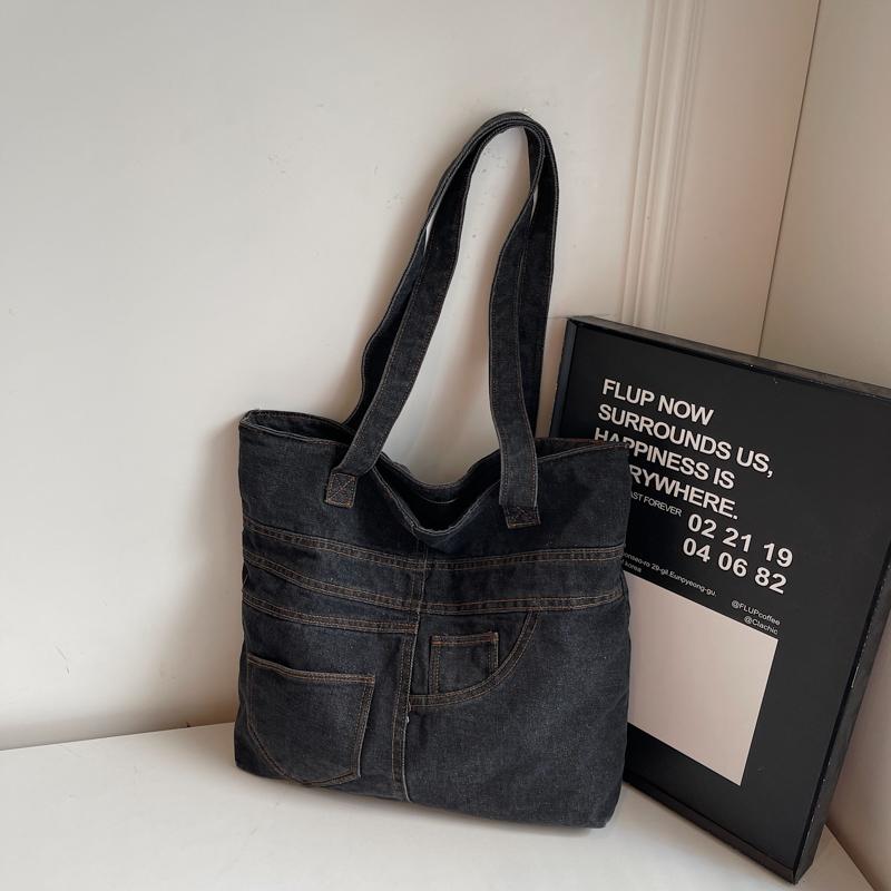 Vintage Large Capacity Denim Bag Women's Shoulder Bag Student Class Bag