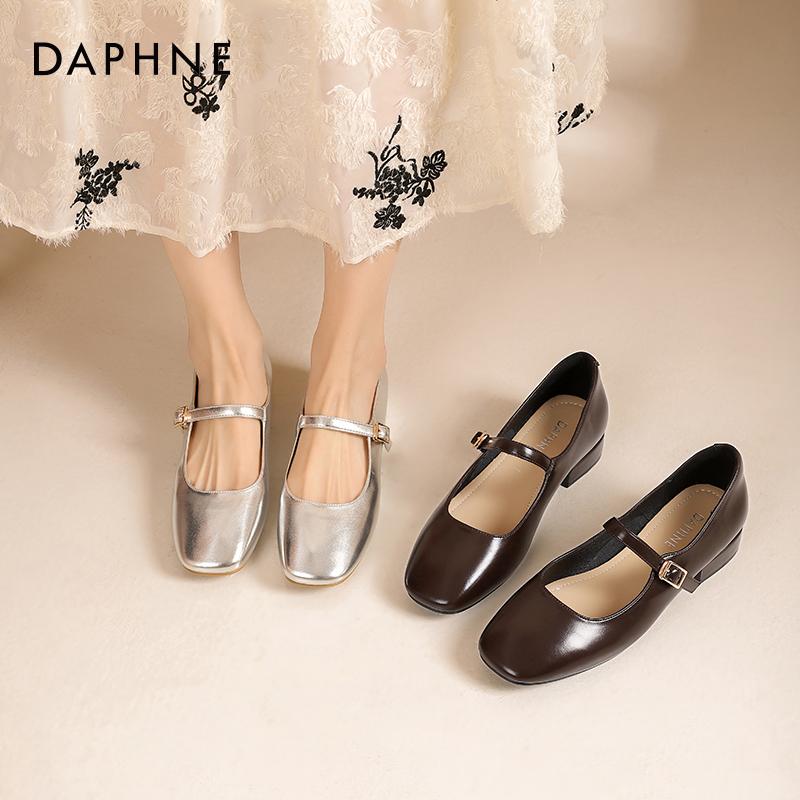 Bow silver French ballet Jane women's shoes single shoes women's thick heels high heels versatile temperament with skirt small leather shoes