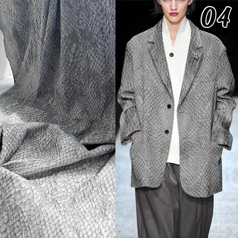 Vintage Luxe Slangenleer Jacquard Stof Designer Stof DIY Naaien Herenjas Kleding Puur Polyester Materiaal Borduurwerk Glad