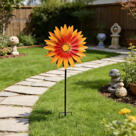 Garden Spinner for Windowsill Sunflower Metal Stake, Spinning Flower Yard Ornament, Rustproof Creative Lawn Ornament Gifts Art Outdoor Patio