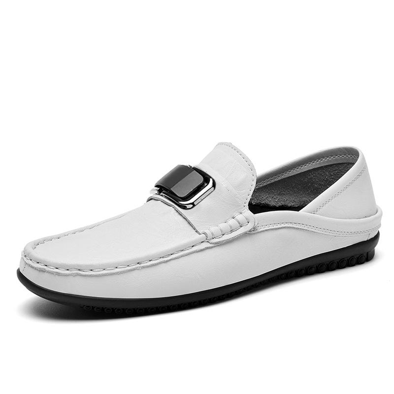 Men s Genuine Leather Slip-on Loafers: Versatile, Breathable, Non-slip, Soft Sole, Trendy Casual Shoes 38