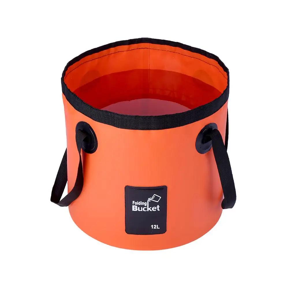 12L Car Folding Bucket Outdoor Fishing Camping Fishing PVC Camping Water Bucket Bucket Wash Handheld Waterproof Storage Bag U2E6