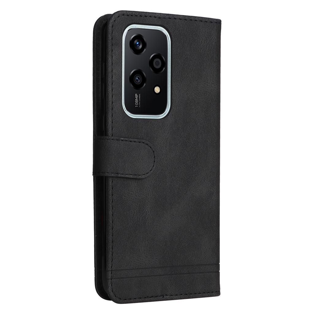 Für Honor 200 Lite Leder-Wallet-Hüllen Skin-Touch Handyhülle Ständer mit Riemen