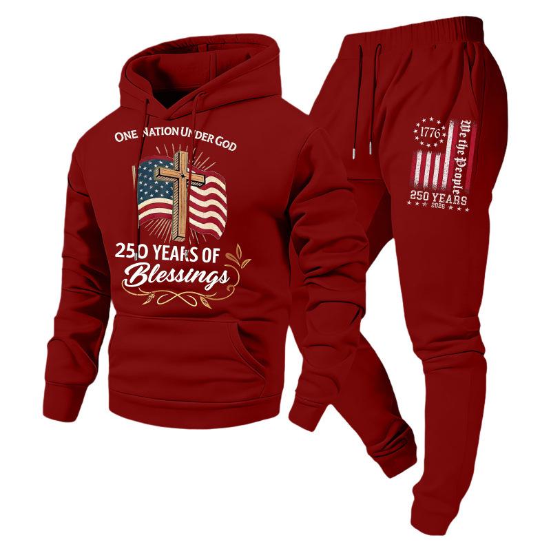 Trendy Fashion Unisex Casual Hooded Plus Velvet Sweatshirt Sportswear Set