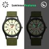 Simple Waterproof Luminous Arabic Military Style Luminous Quartz Large Dial Green Men's Watch Numerals, Watch, 24-Hour Pointer, Movement, -