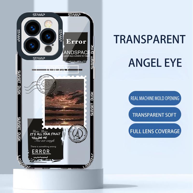 

Apple 13/14 Прозрачный Ретро Иллюстрация и Apple 11 Literary Spliced XS Soft Shell Max Полное покрытие iPhone 14 Pro