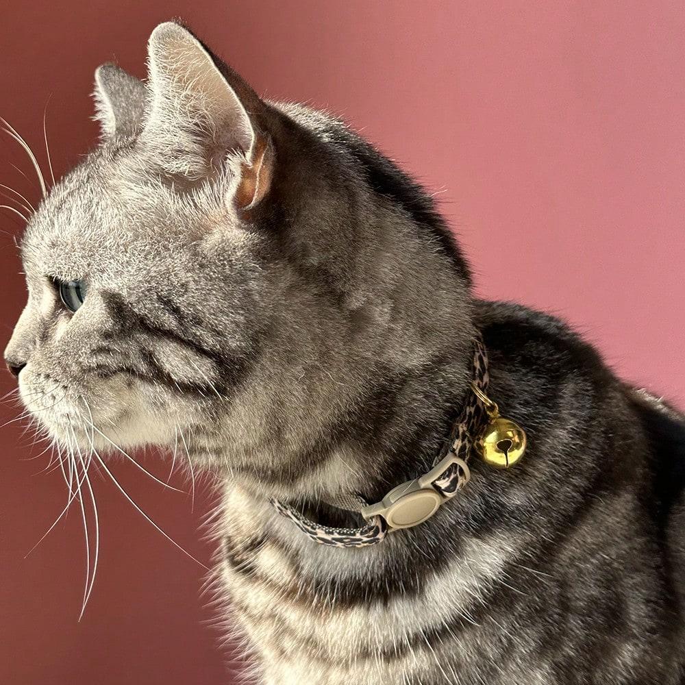 1pc Leopard Print Cat Collar With Adjustable Golden Bell For Cats And Small Dogs, Spring/Summer/Fall/Winter, Dog Stuff, Dog Collar