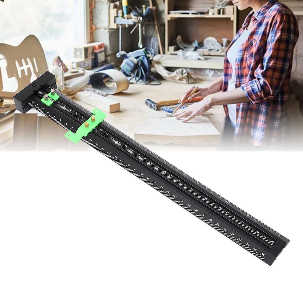 T   Ruler Metal Aluminum Alloy Double Needle Woodworking Line Drawing Parallel Vertical Scribing 35cm