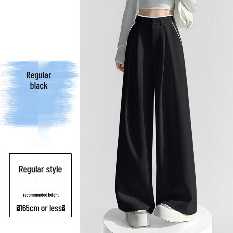 

Women s Spring/Summer 2026 Color Block Wide-Leg High Waist Slimming Drape Floor-Length Casual Pants Large