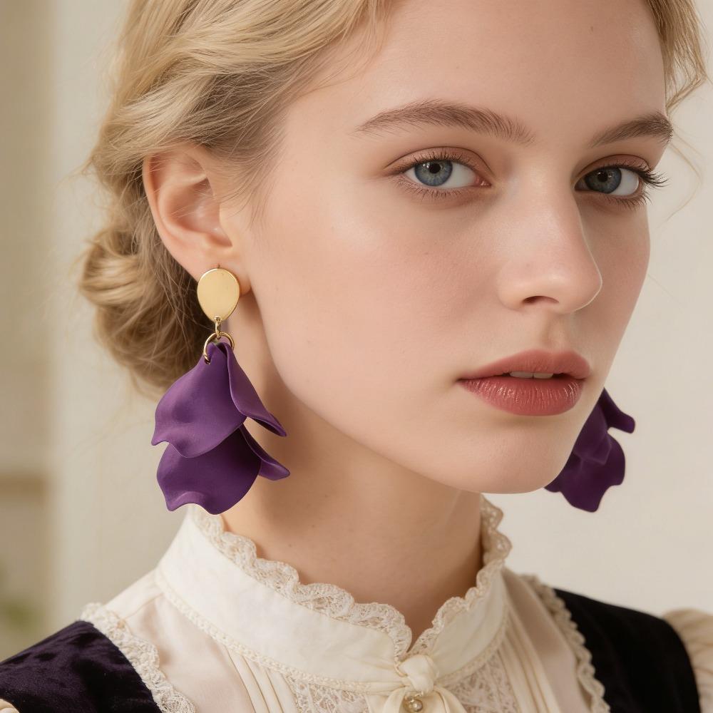 Pendientes Irregulares de Borla de Pétalos para Mujer, Diseño Exagerado Statement, Joyería de Moda de Lujo Ligero