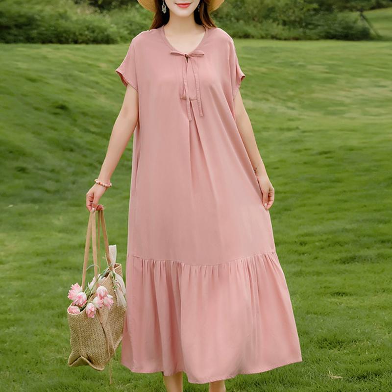 Women's Plus Size Floral Print Short Sleeve Maxi Dress, Loose Casual Summer Sundress (XL-5XL)
