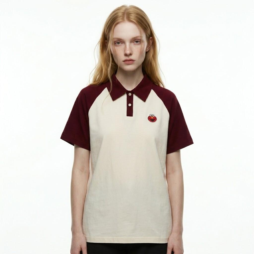 Sesame Street Narrow Cut Feminine Short Sleeve Shirt M красный