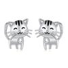 Creative Cat-shape Women Stud Earrings Silver Color White CZ Delicate Animal Pet Earrings Friends Gift Statement Jewelry