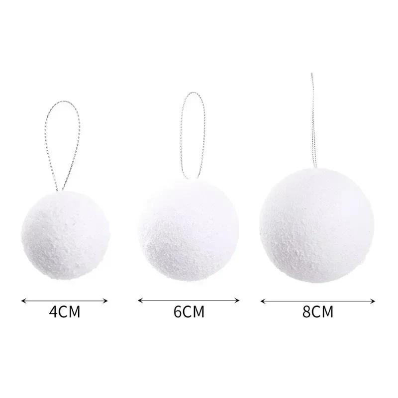 White Foam Snowballs Christmas Ornament Xmas Tree Hanging Pendants DIY Xmas New Year Party Carfts Home Decorations Accessories