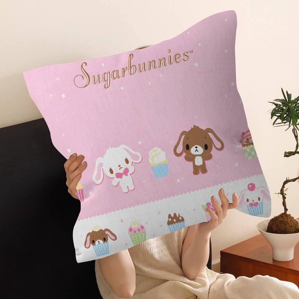S-Sugarbunnies Office Cushion Pillowcase Car Cushion Cover45X45CM Lumbar Pillowcase Sofa Pillowcover