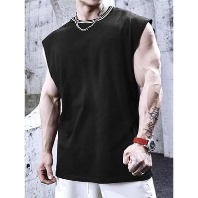 New Thread Vest Sports Sleeveless Round Neck Shirt Quick Drying Fitness Vest Mesh Men'S Trendy T-Shirt