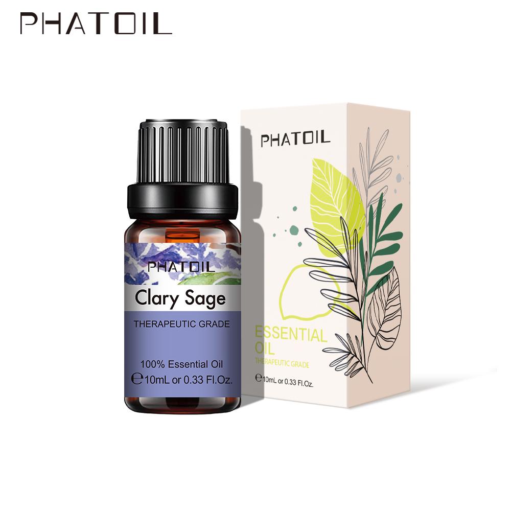 PHATOIL 5ml/10ml/15ml/30ml/100ml Clary Sage Pure Essential Oil for Spa Massage Skin Care Boost Immunity Improve Sleepment Humidifier