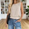 Women Vest O-Neck Sleeveless Pleated Hem Soft Stretchy Tops Loose Fit Pure Color Pullover Tops Party Vacation Casual Wear