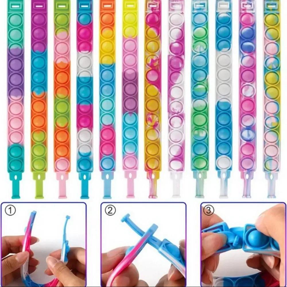 12/24/36 Stück Silikon Buntes Blasenarmband für Kinder Geburtstagsparty Hochzeitsgastgeschenke Souvenirs Karneval Weihnachtsgeschenke