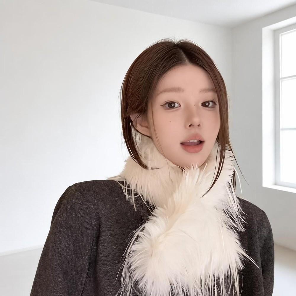 Thicken Warm Faux Fox Fur Scarf Fluffy Thick Tassels Thickened Scarf Long Scarf Autumn Winter