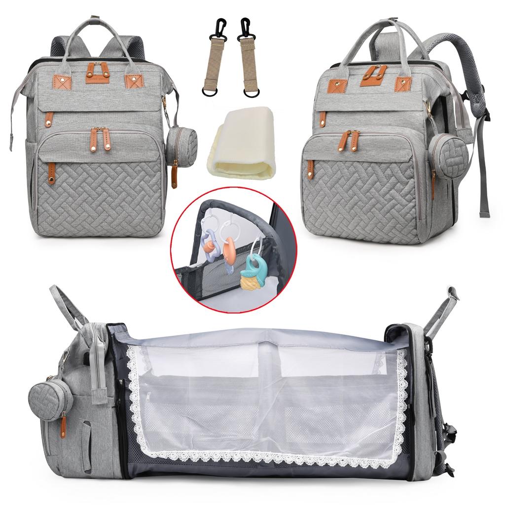 Large Capacity Mommy Bag Multifunctional Travel Diaper Backpack Portable Diaper Pad Stroller Straps Thermal Insulation