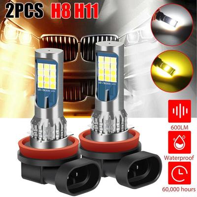 2 Τεμάχια H8 H11 H16 Διπλού Χρώματος Φώτα Ομίχλης LED Αυτοκινήτου Λευκό/Κεχριμπαρί Κίτρινο Φώτα Οδήγησης DRL IP65