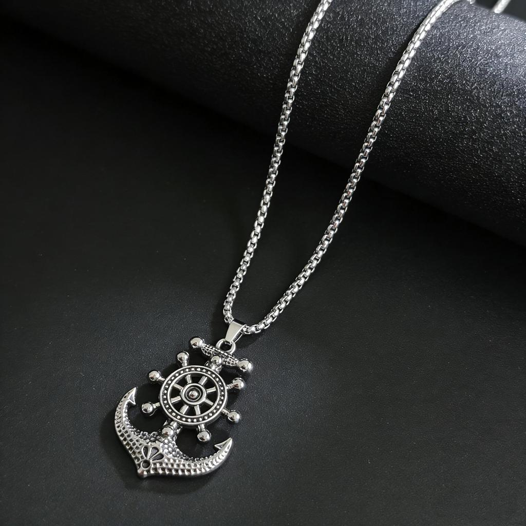 Trendy Hip Hop Street Dance Necklace with Anchor & Wheel Pendants