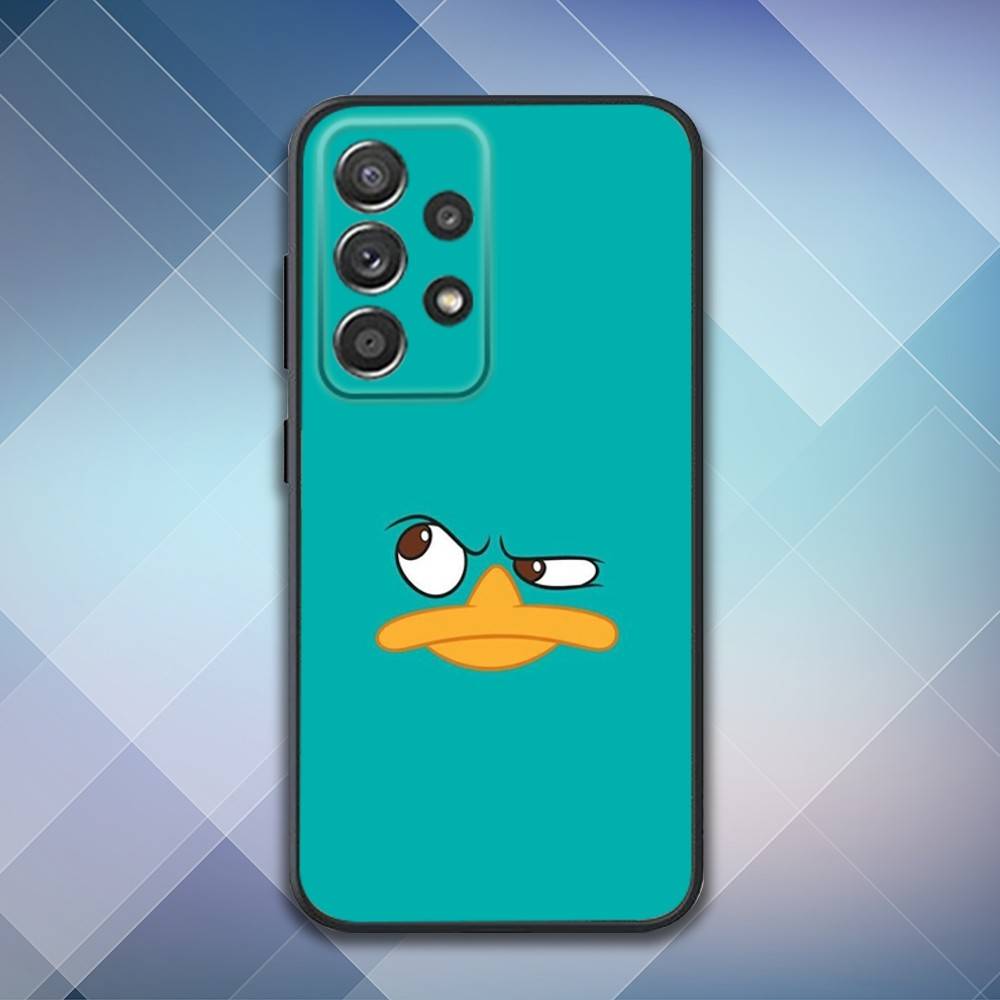 Phone Case For Samsung S 25,24,23,22,30,21,10,9,Ultra,Plus,Lite,FE,4,5 G Soft P-Perry Cartoon Platypus Black Case