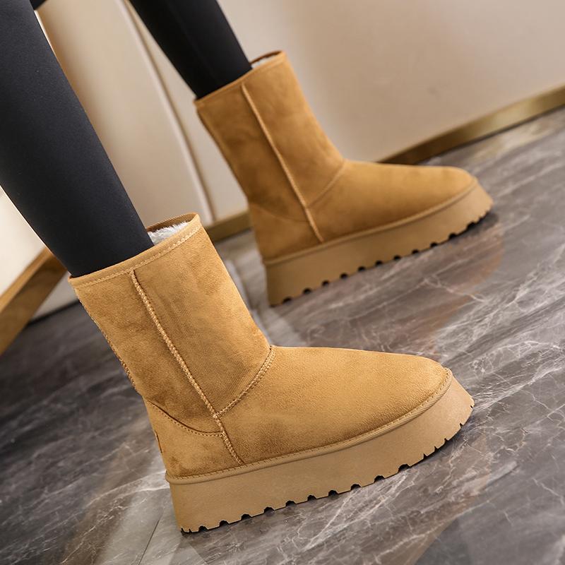 Snow boots winter velvet medium and high tube large cotton shoes minus zero thick-soled boots