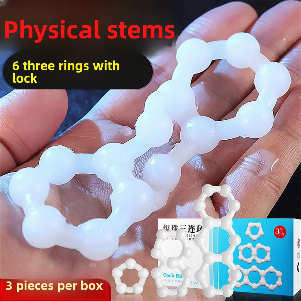 3PCS Foreskin Corrector Penis Rings Beads Cock Ring Male Glans Expose Delay Ejaculation Cockrings Sex Toys For Men Adults Toys