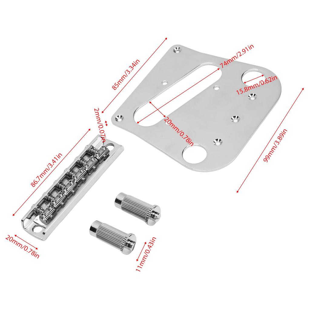 Fockety Metal Guitar Chrome Electric Guitar Bridge Adjustable Saddle Roller Easy Installation Roller Saddle Guitar Bridge Kit for Electric Guitars and