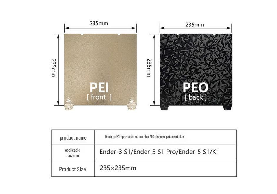 Double-Sided Spring Steel PEI-Coated 3D Printing Panel