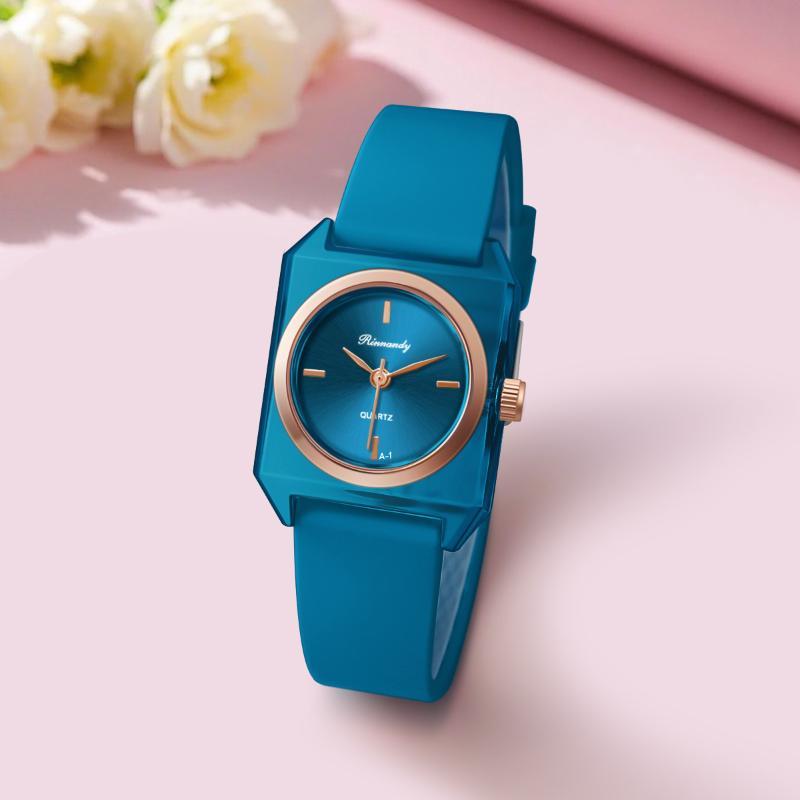 Simple Fashion Square Dial Women Quartz Watch Durable Silicone Strap Casual Daily Wristwatch for Working Ladies