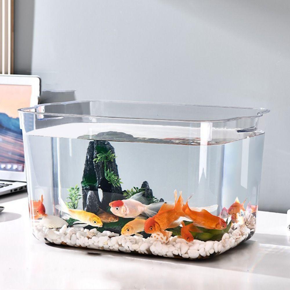 Transparent Desktop Goldfish Bowl PET Tabletop Fish Tank Mobile Small Fish Tank  Home